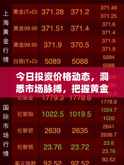 今日投资价格动态，洞悉市场脉搏，把握黄金投资机会