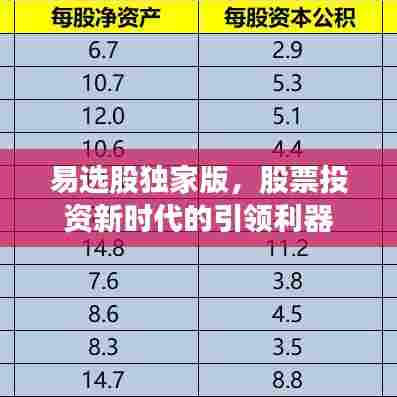 易选股独家版,股票投资新时代的引领利器