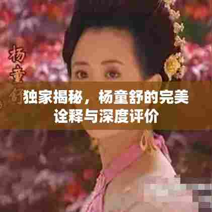 独家揭秘,杨童舒的完美诠释与深度评价