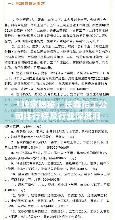 「独家揭秘」长春招工公司排行榜及行业深度洞察